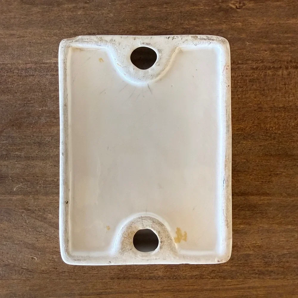 Vintage Hand Painted Ceramic Floral Soap Dish Raised Flowers Cottage Decor
